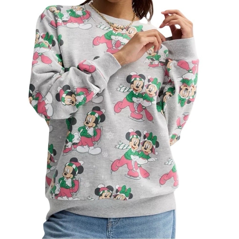 Disney's Mickey Mouse Minnie Ice Skating Juniors' Graphic Pullover sweater